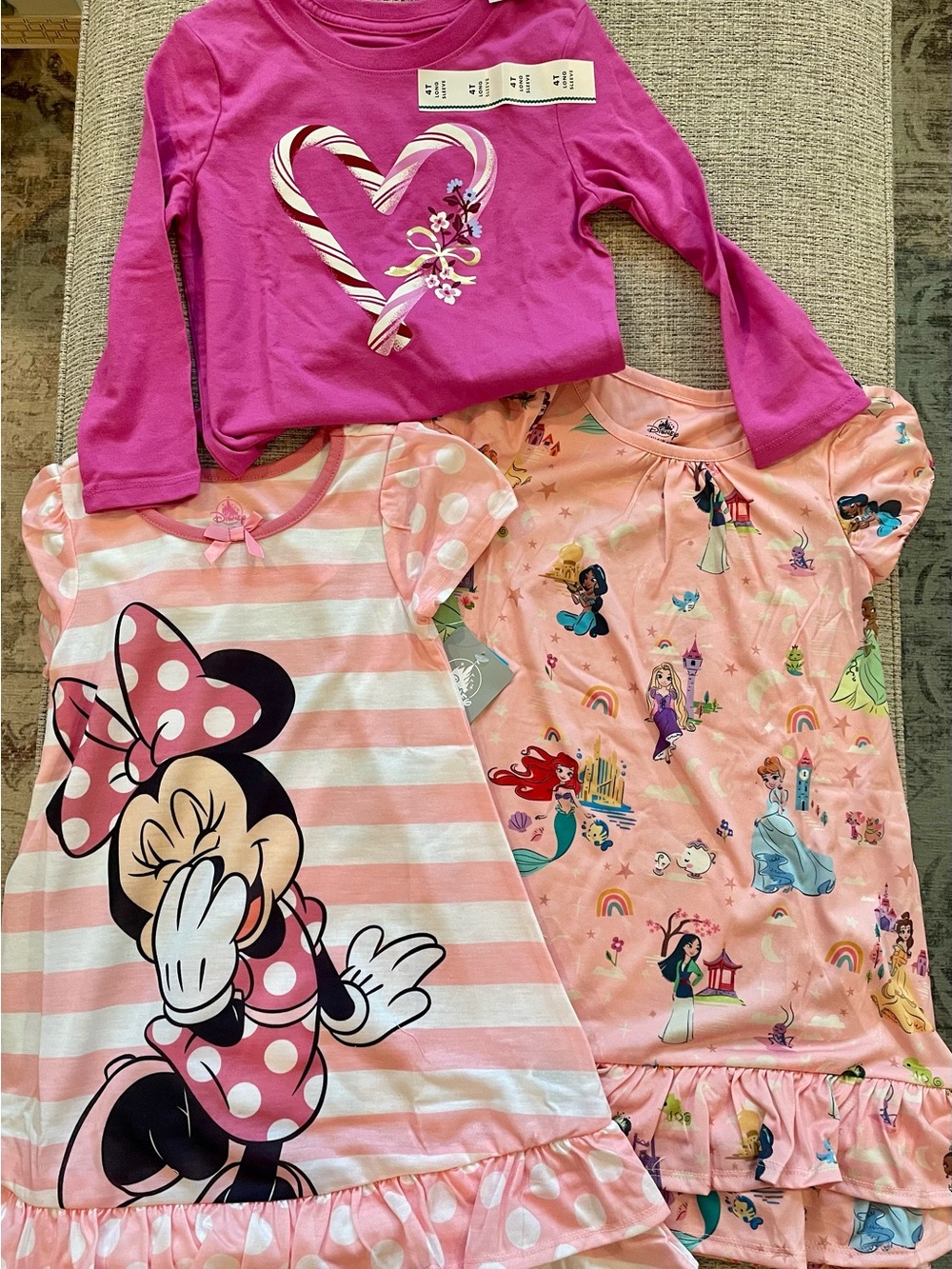 Disney Minnie & Princess Nightgowns + Cat & Jack Long Sleeve Shirt 4